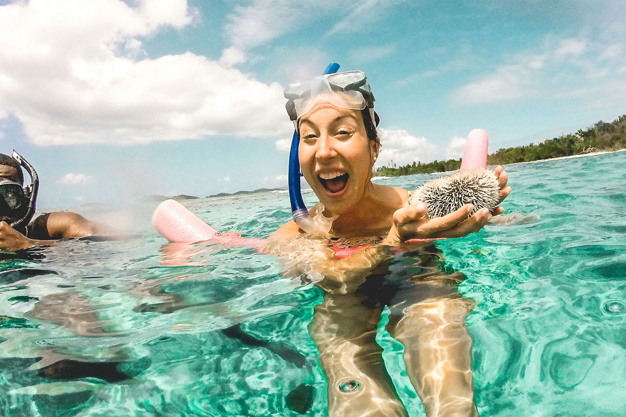 Woman Snorkling in the Caribbean 