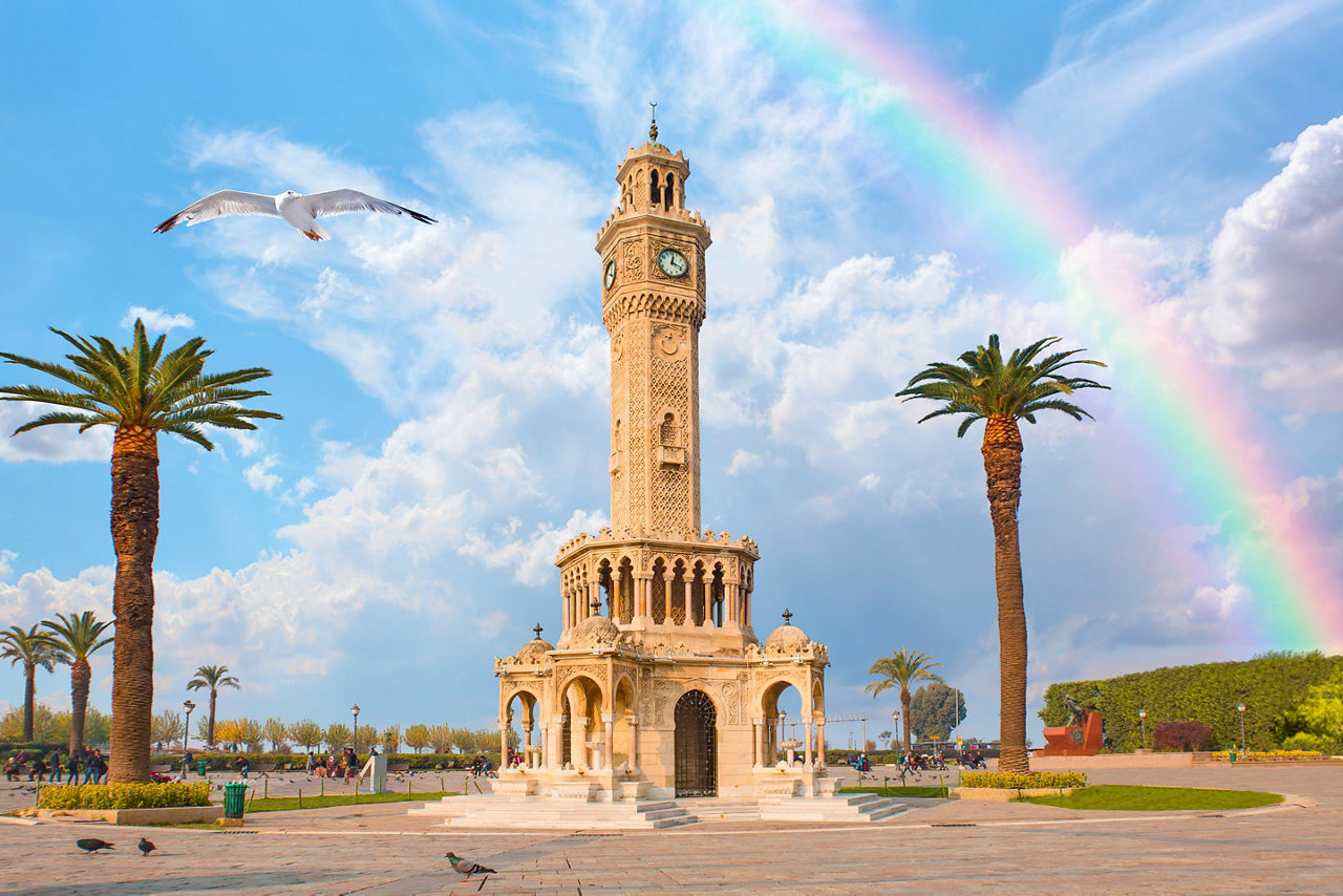 Clock Tower Rainbow in Izmir, Turkey