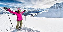 Ski Beautiful Young Skier Girl Enjoying Winter Vacation St Moritz Swiss Alps