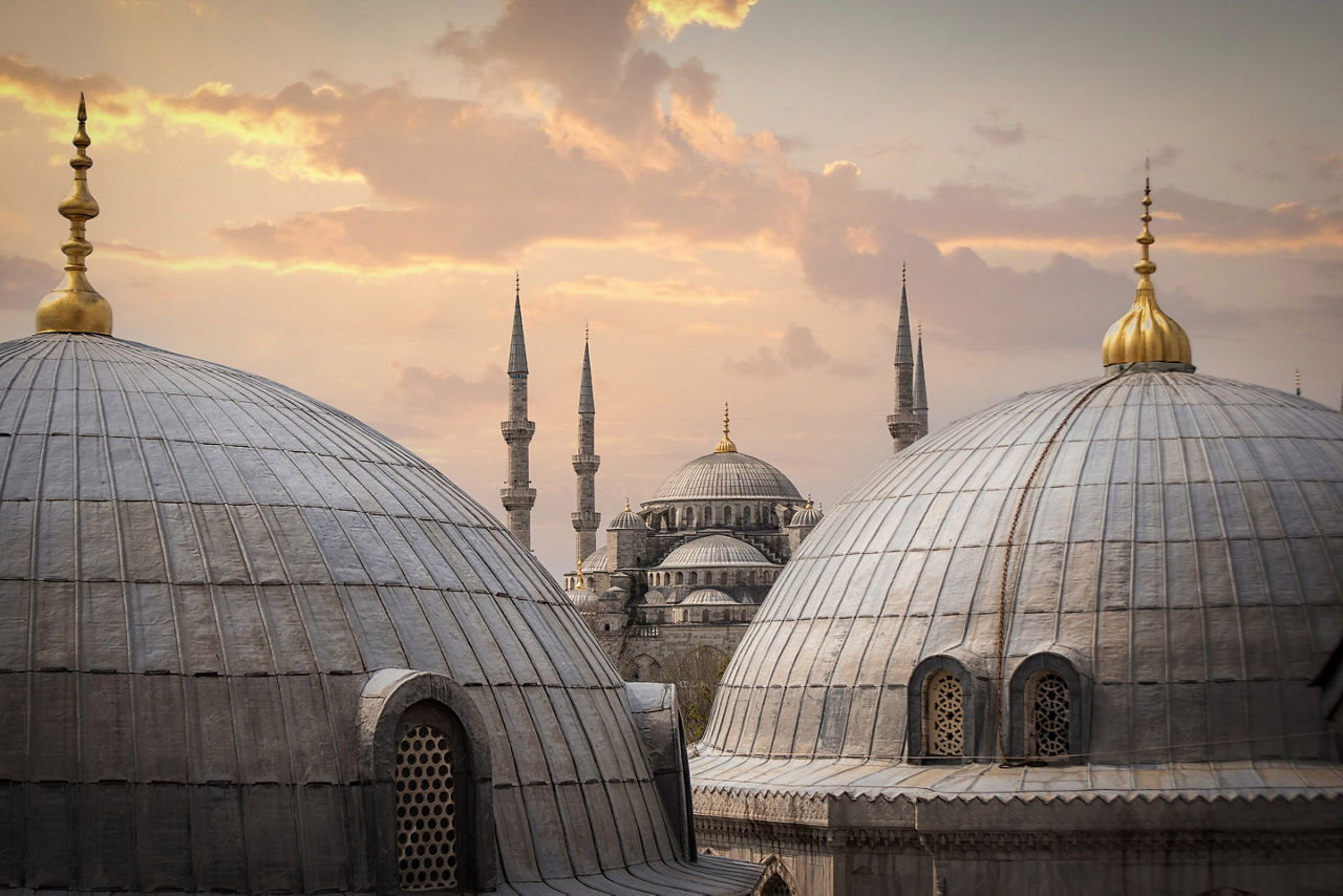 View of Sultanahmet Imperial Mosque. Turkey.