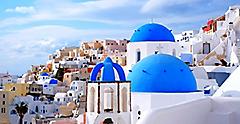 Greece Santorini Cyclades Islands Blue Dome 