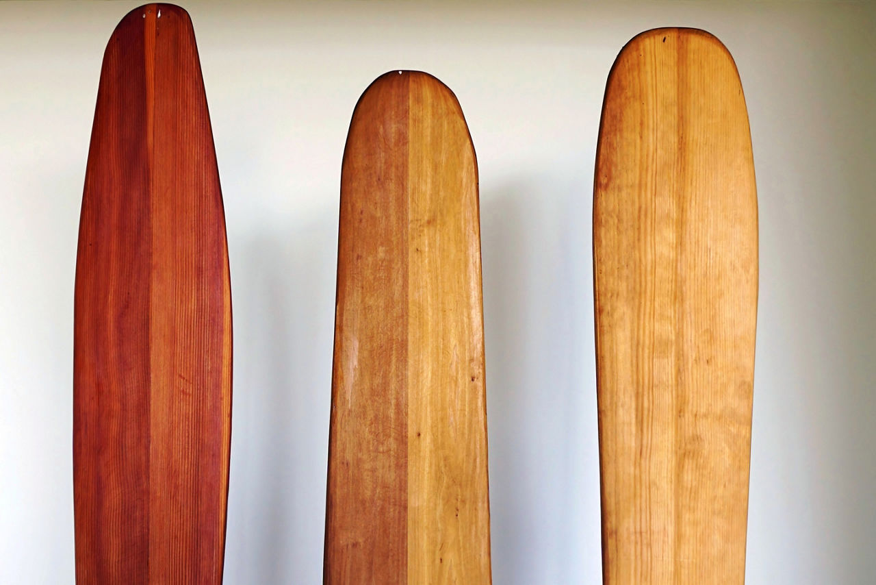 Traditional Hawaiian plain wooden surf boards