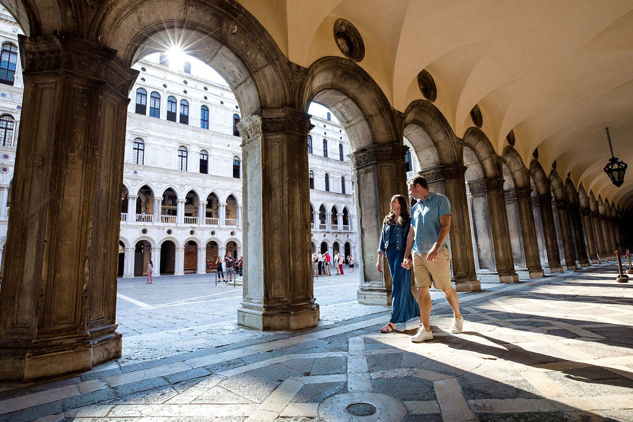 Italy Florence Couple Walking Midday