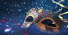 Mardi gras mask on glitter background. Italy.