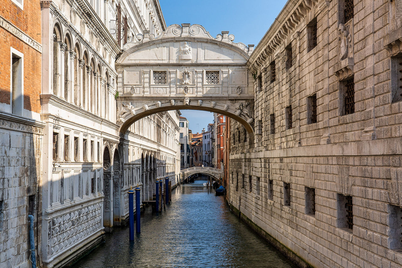 View seen when visiting the Bridge of Sighs. Venice, Italy