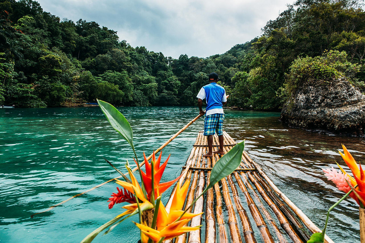 Bamboo Ride in a Blue Lagoon in Jamaica 