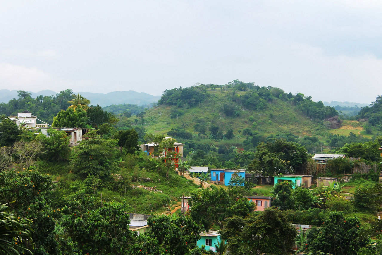 View of Bob Marley’s the Town he was born and buried in Nine Mile, Jamaica.