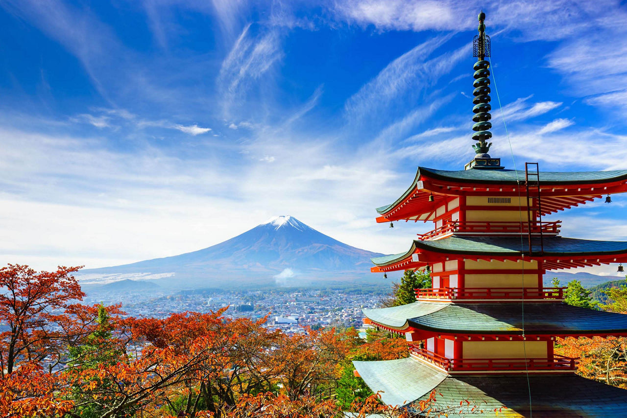 Japan, Fuji Mountain Red Pagoda