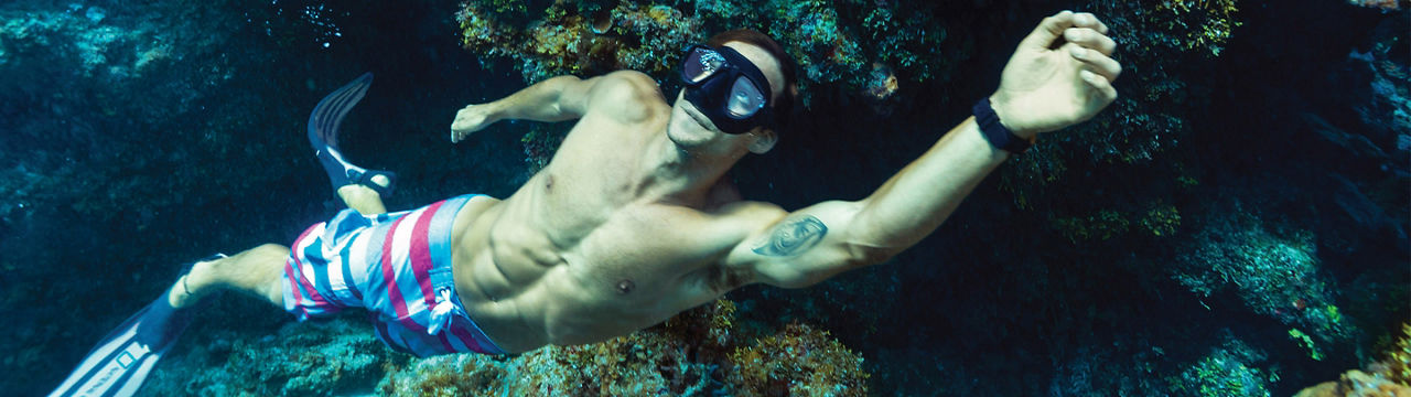 Mexico Cozumel Man Snorkeling Underwater Solo