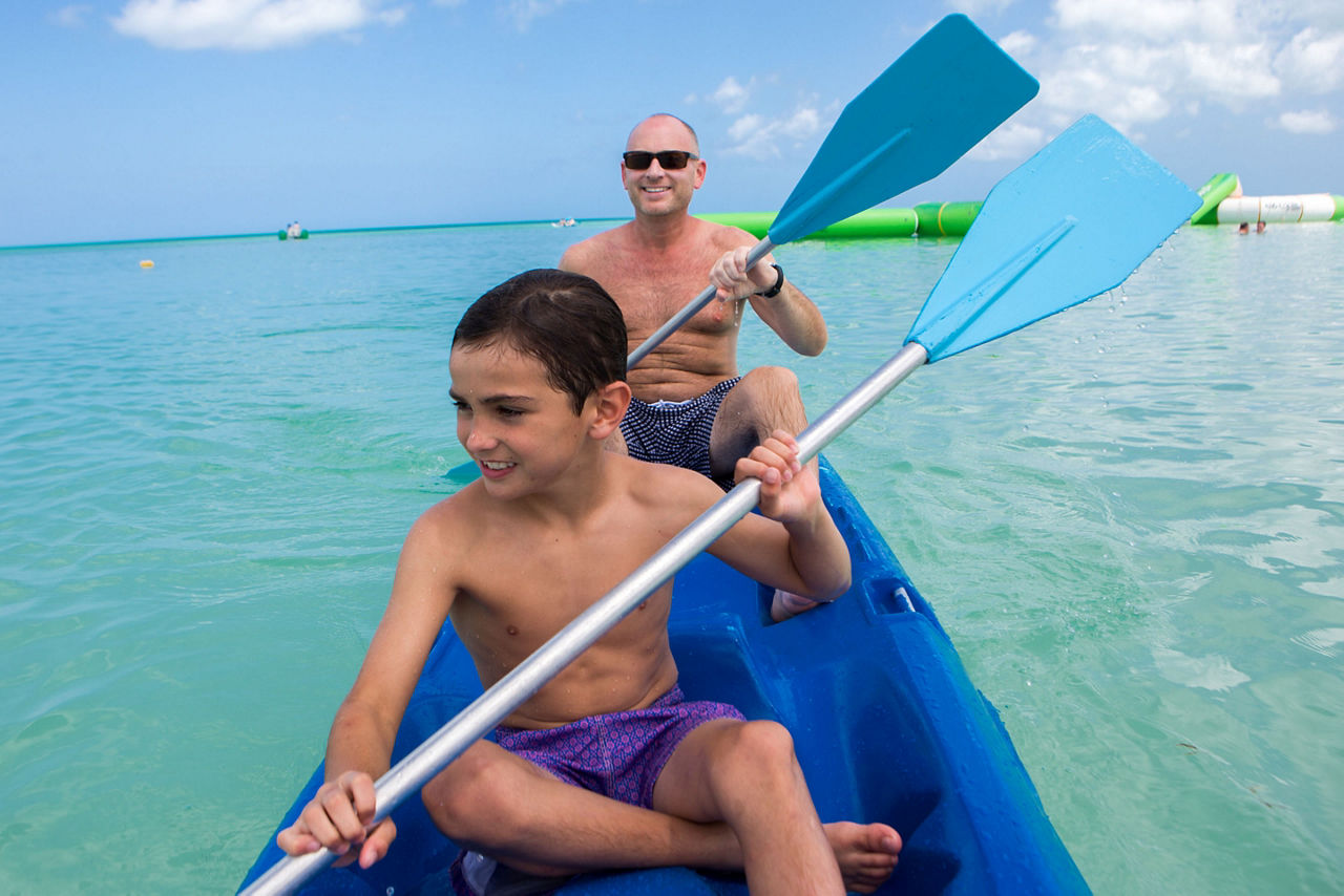Cozumel Mexico Father and Son Kayaking