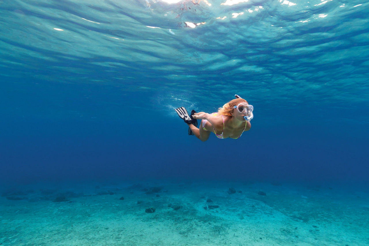 Mexico Cozumel Snorkeling Woman Underwater