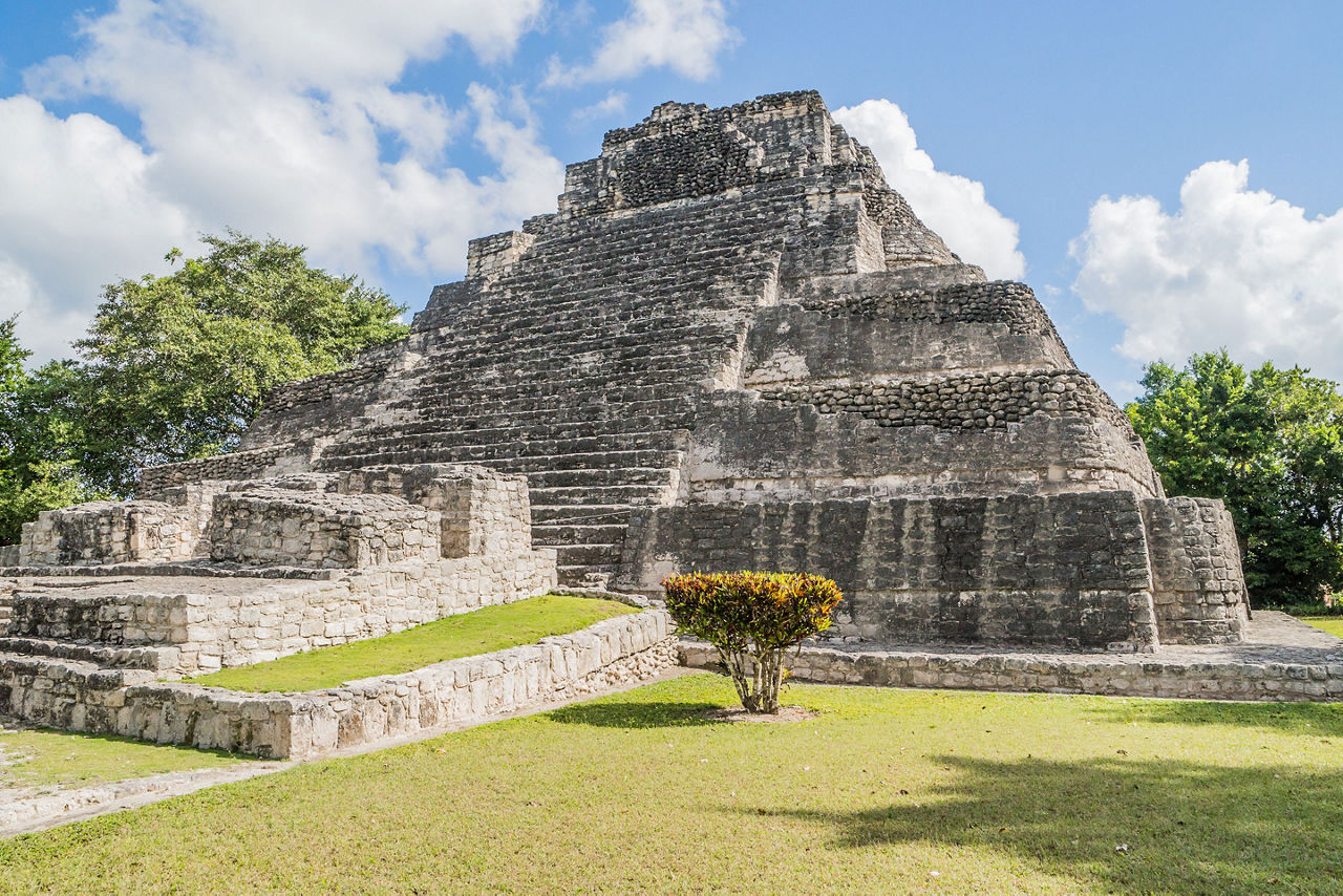 Mayan Stepped Temple Ruins near Costa Maya Mexico