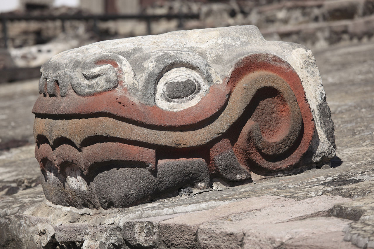 Teotihuacan Quetzacoalt Statue Mexico City 