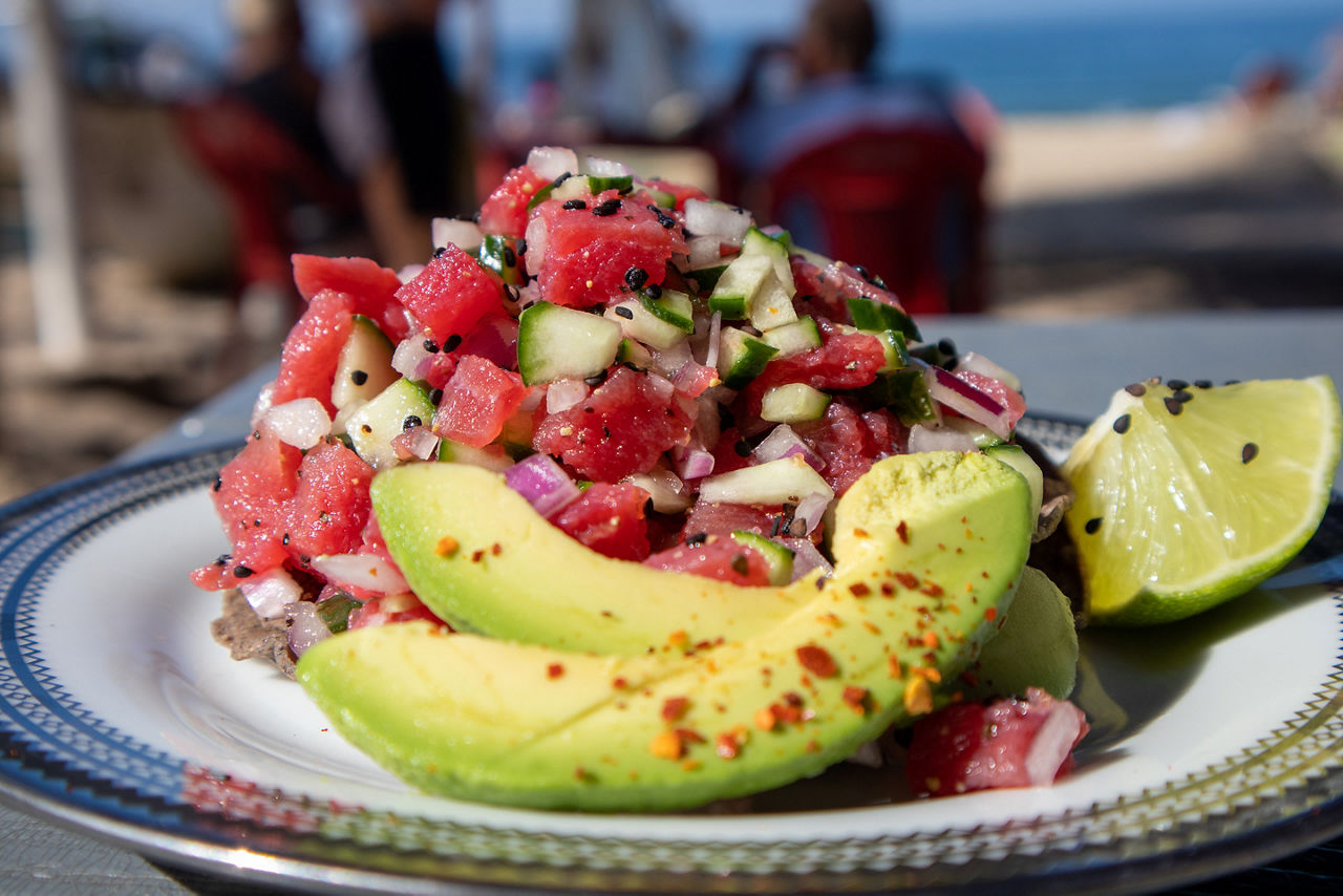 Ceviche Tostada by the Beach, Ensenada, Mexico