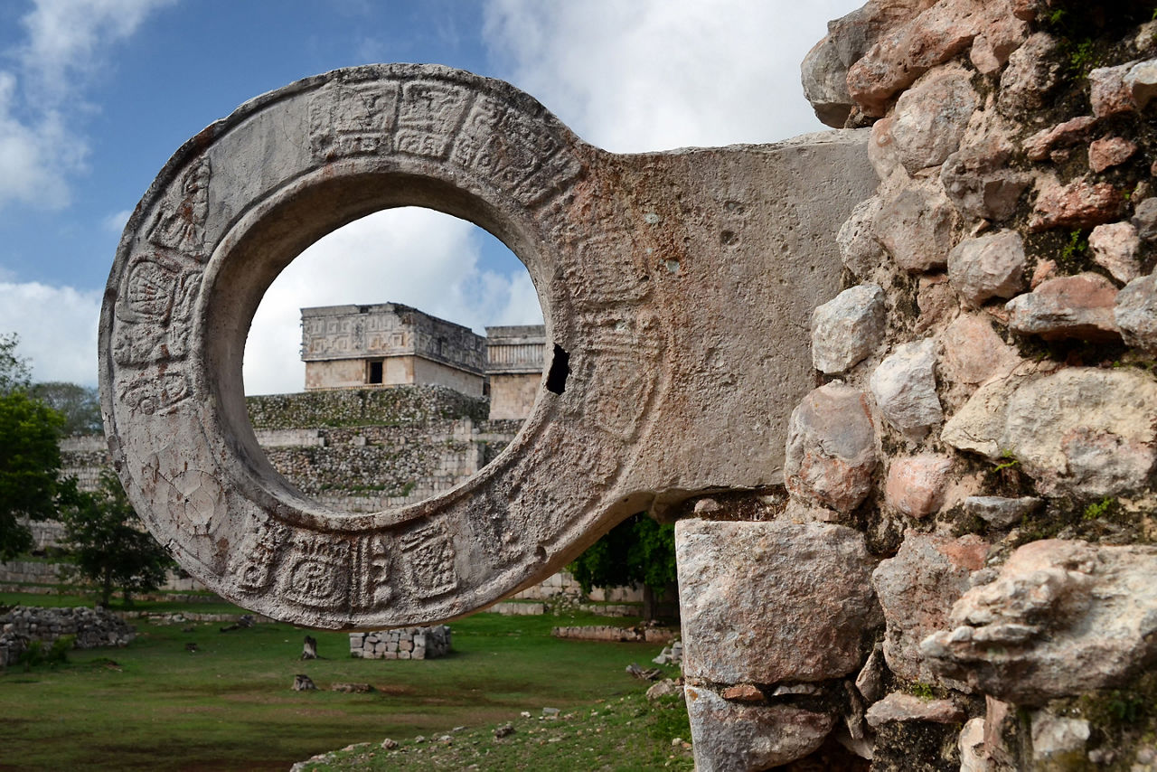 stone ring ball games uxmal yucatan mexico