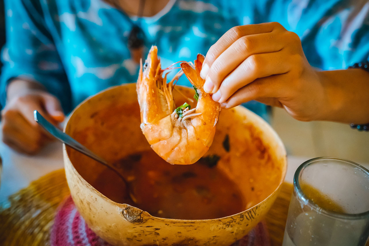 Stone Soup with Shrimp "Caldo de Pirdra" in Oaxaca, Mexico