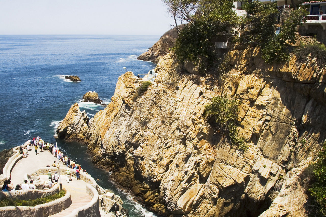 Viewing people cliff diving in Mexico