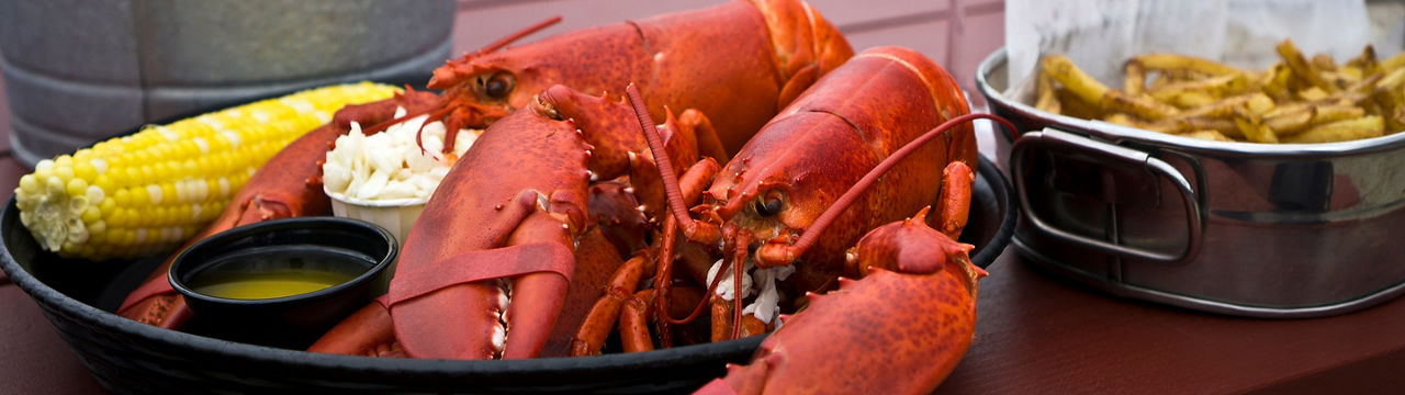 New England Twin Lobster Corn on the Cob with French Fries