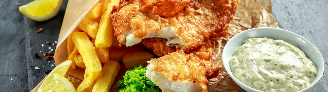 Traditional Fish and Chips Mashed Peas