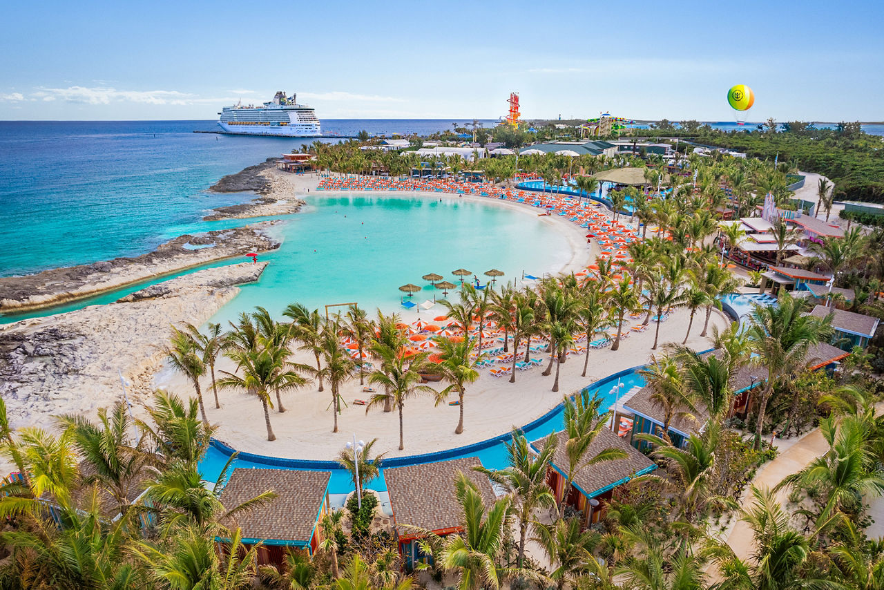 Hideaway Beach Aerial at Perfect Day at Coco Cay