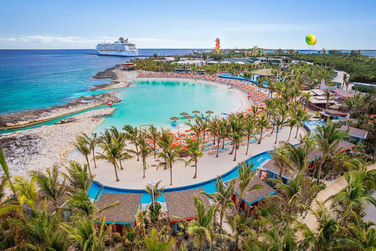 aerial view of hideaway beach tropical island