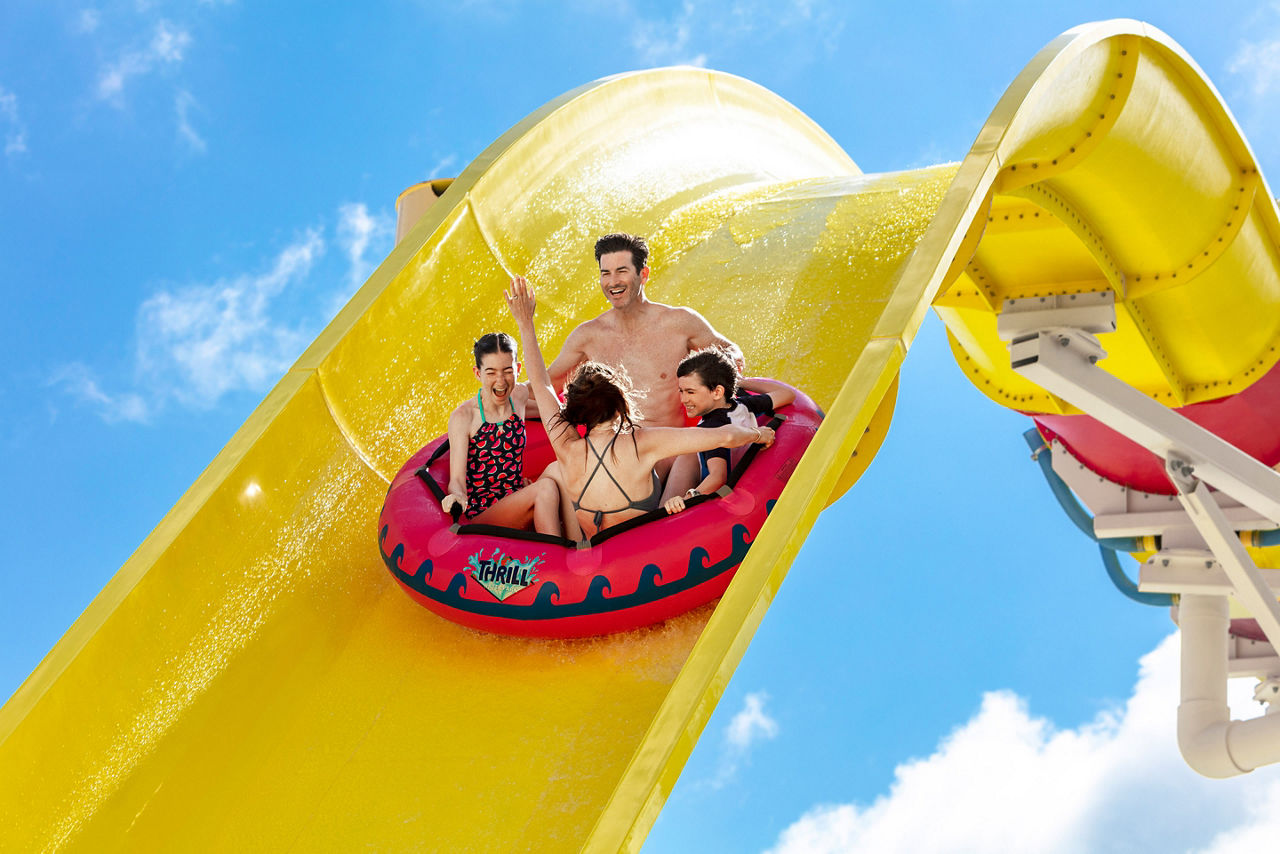 Perfect Day Coco Cay Slingshot Family Enjoying Slide