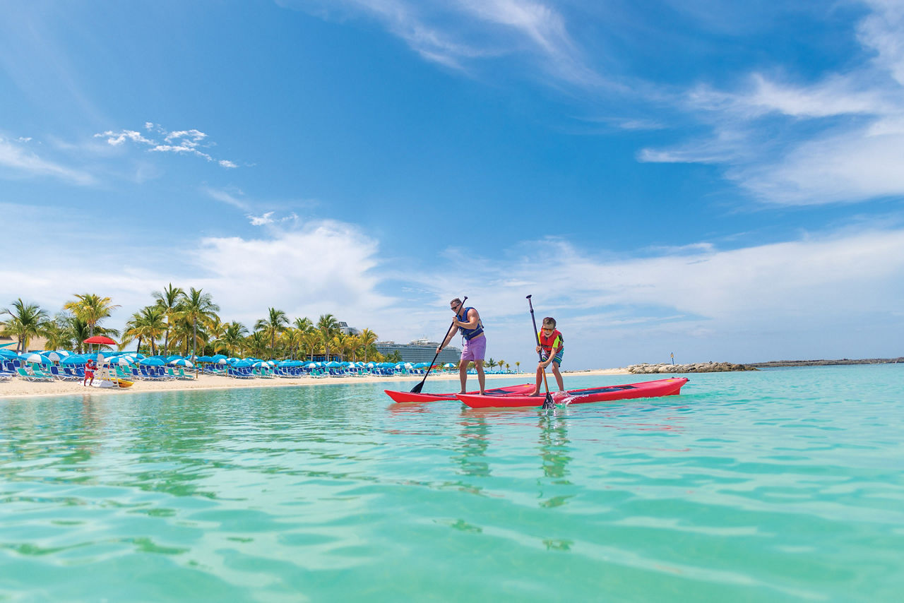 Perfect Day Coco Cay Son and Dad Kayaking 