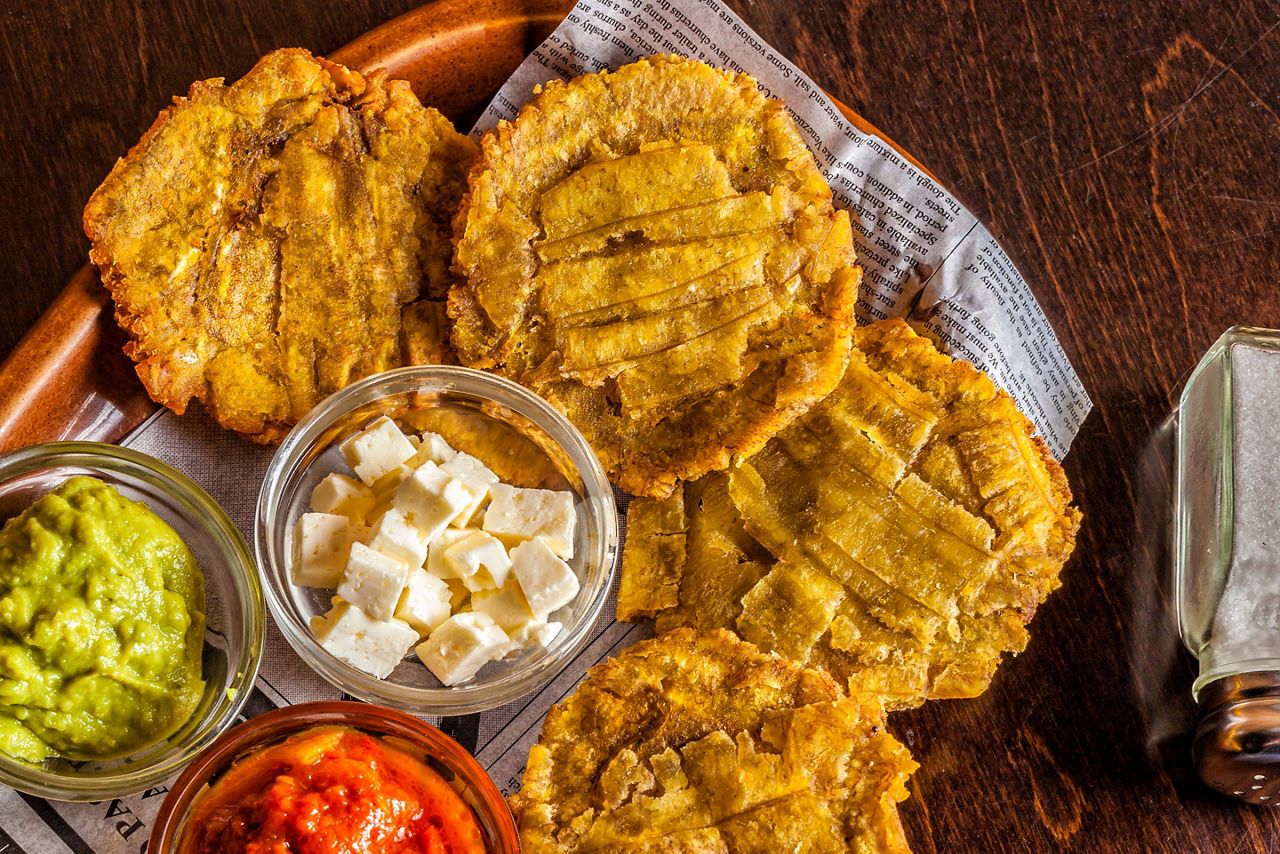 Puerto Rico Tostones Guacamole Cheese