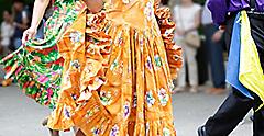 Woman Dancing Wearing Traditional Folk Costume