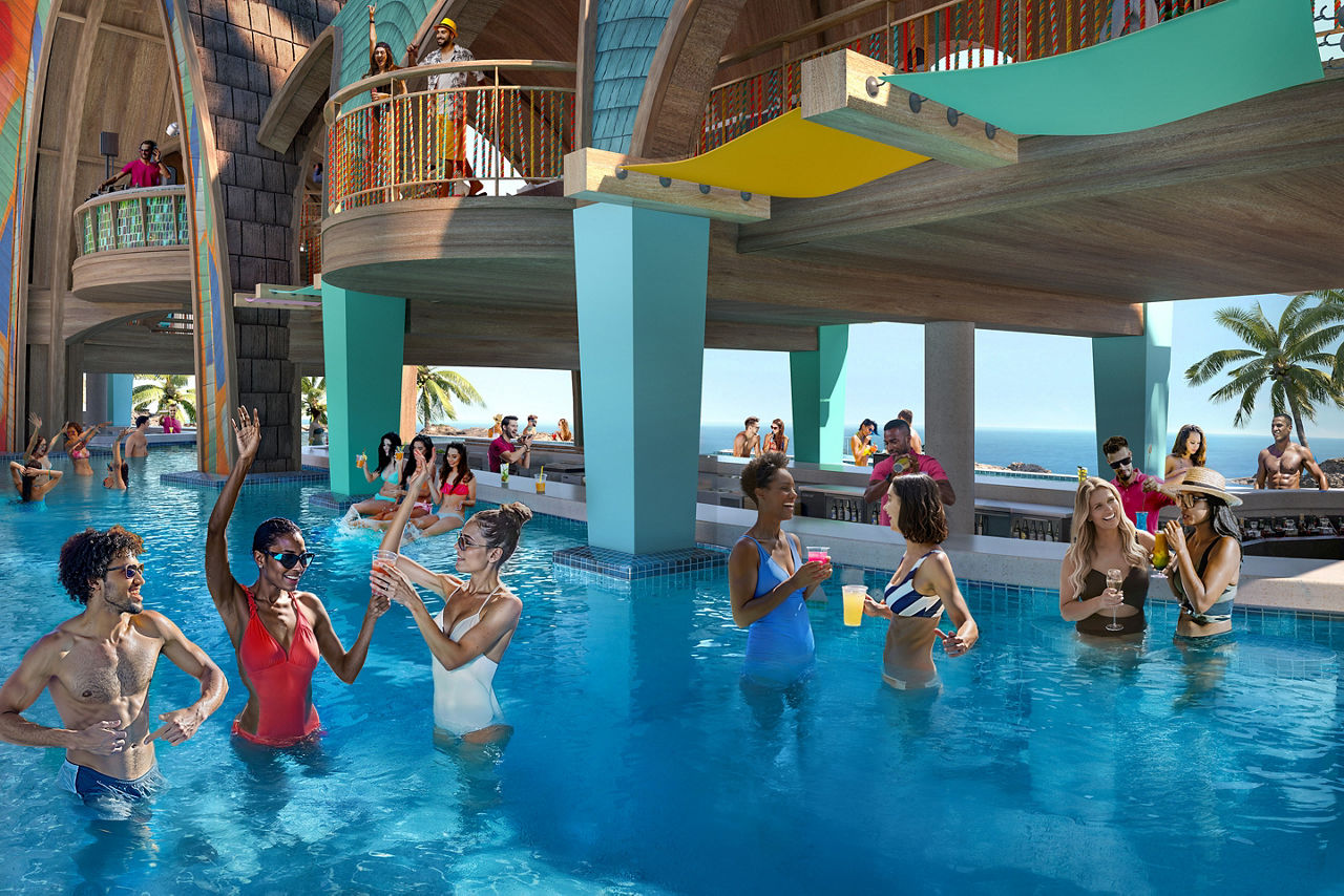 royal beach club paradise island party cove bar people pool drinks