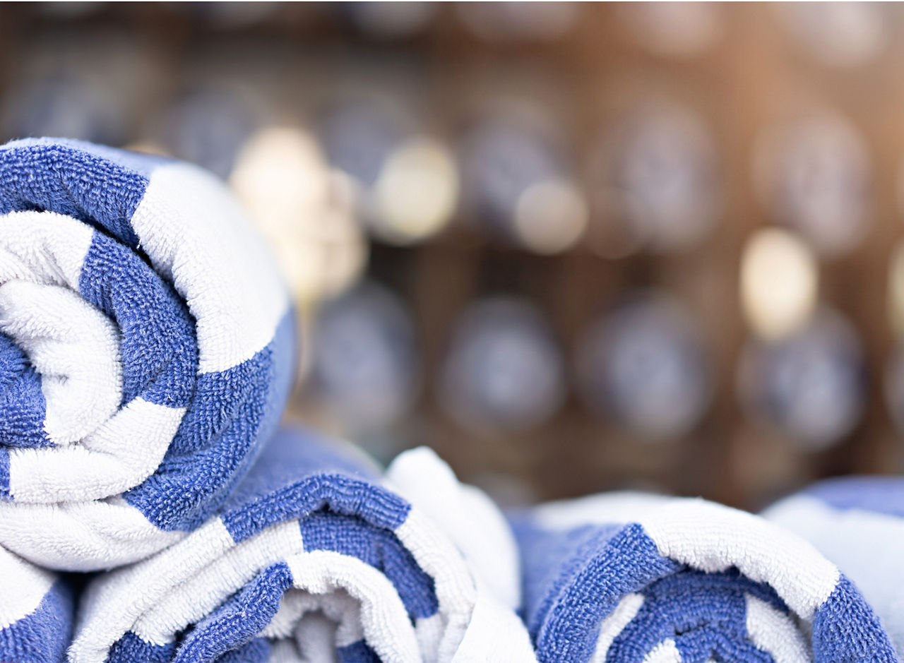 Blue and white beach towels