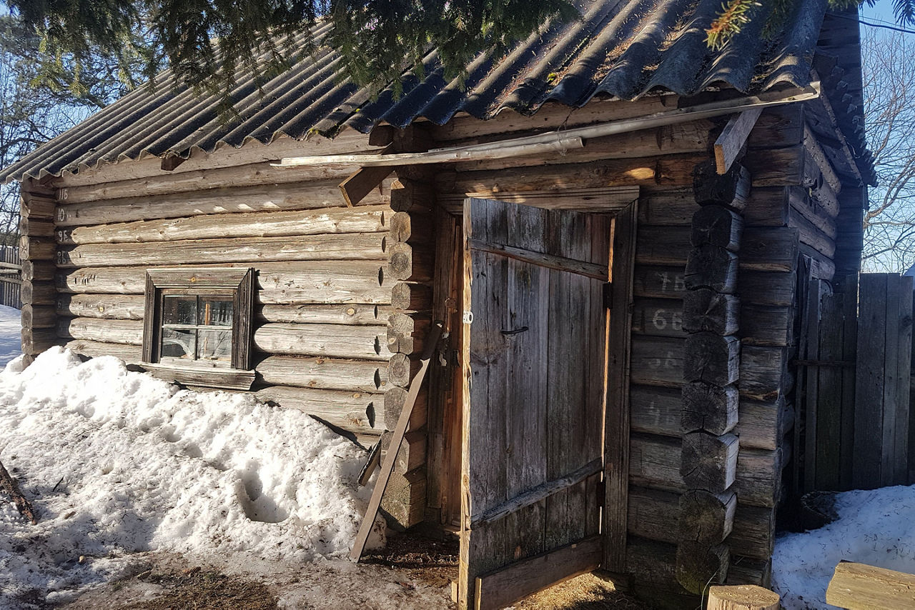 Russian Banya in Winter Snow while Traveling to Russia