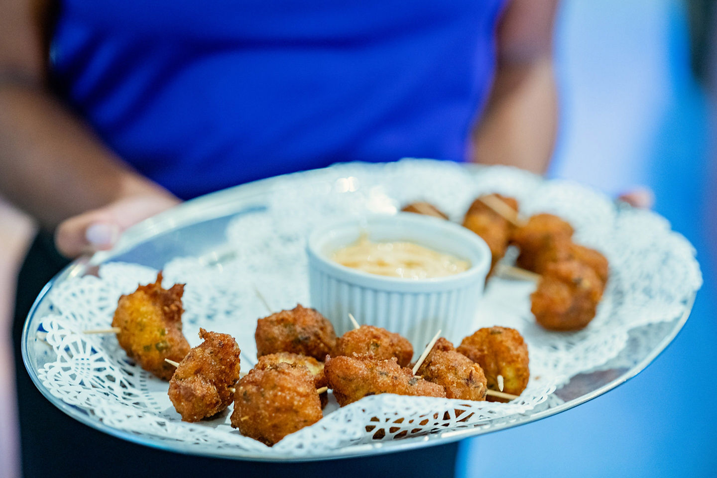 Golden, crispy Caribbean conch fritters. - St. Kitts
