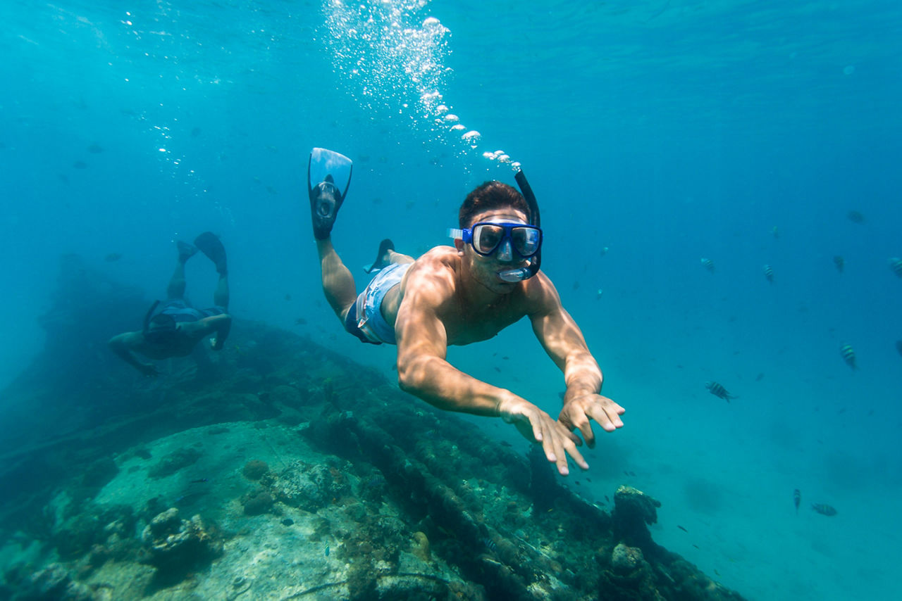 Barbados Men Snorkeling Coral Reef