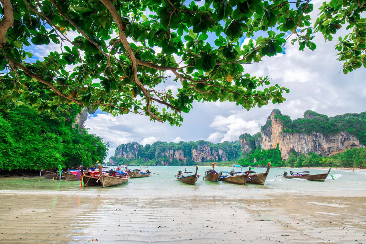 Thailand, Boats by Railey Beach 