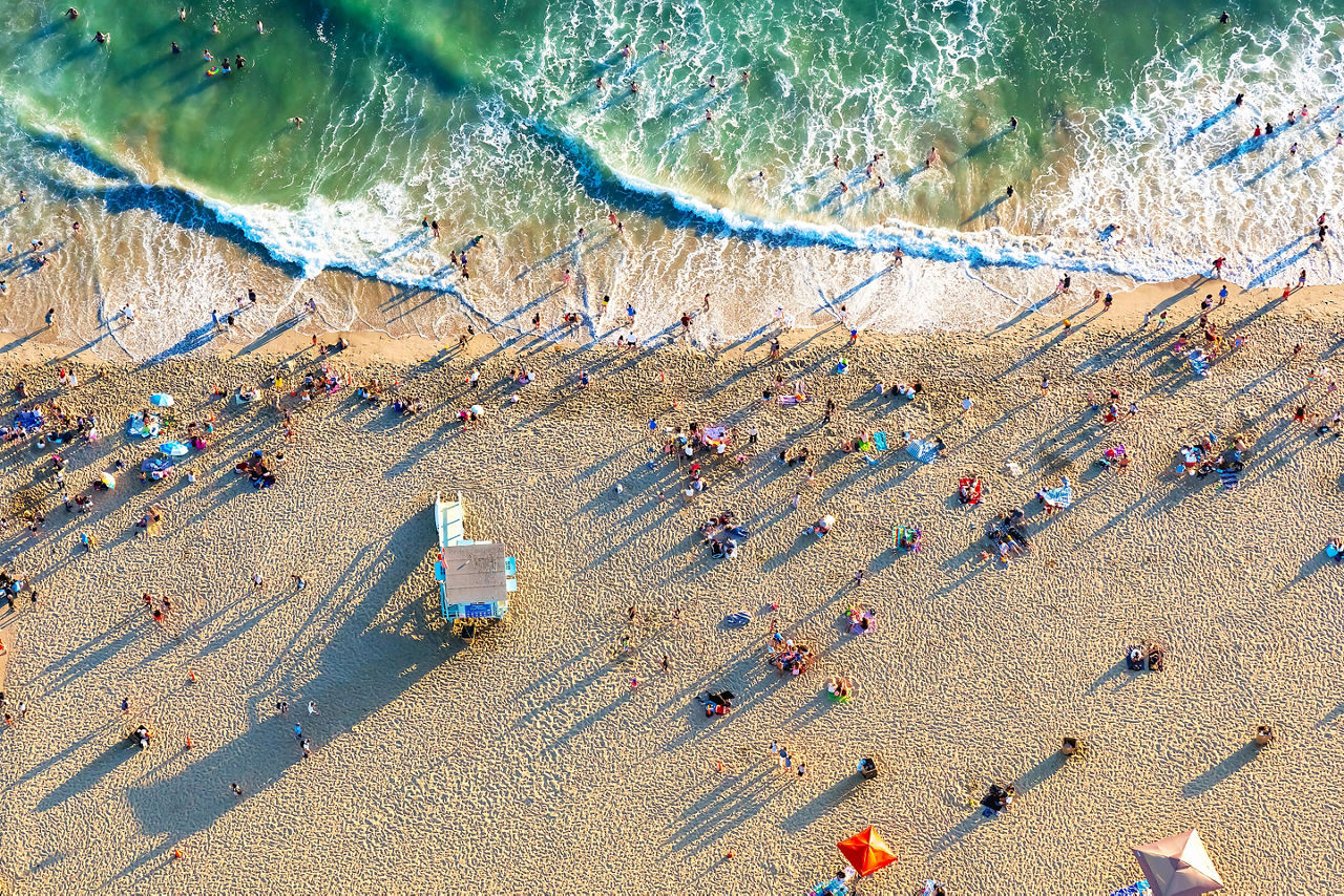 Aerial View of Santa Monica Beach