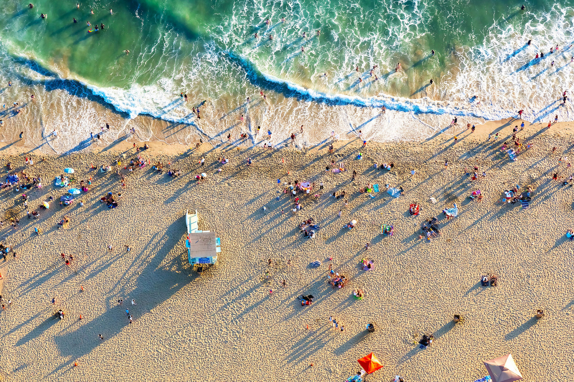 aerial view santa monica beach