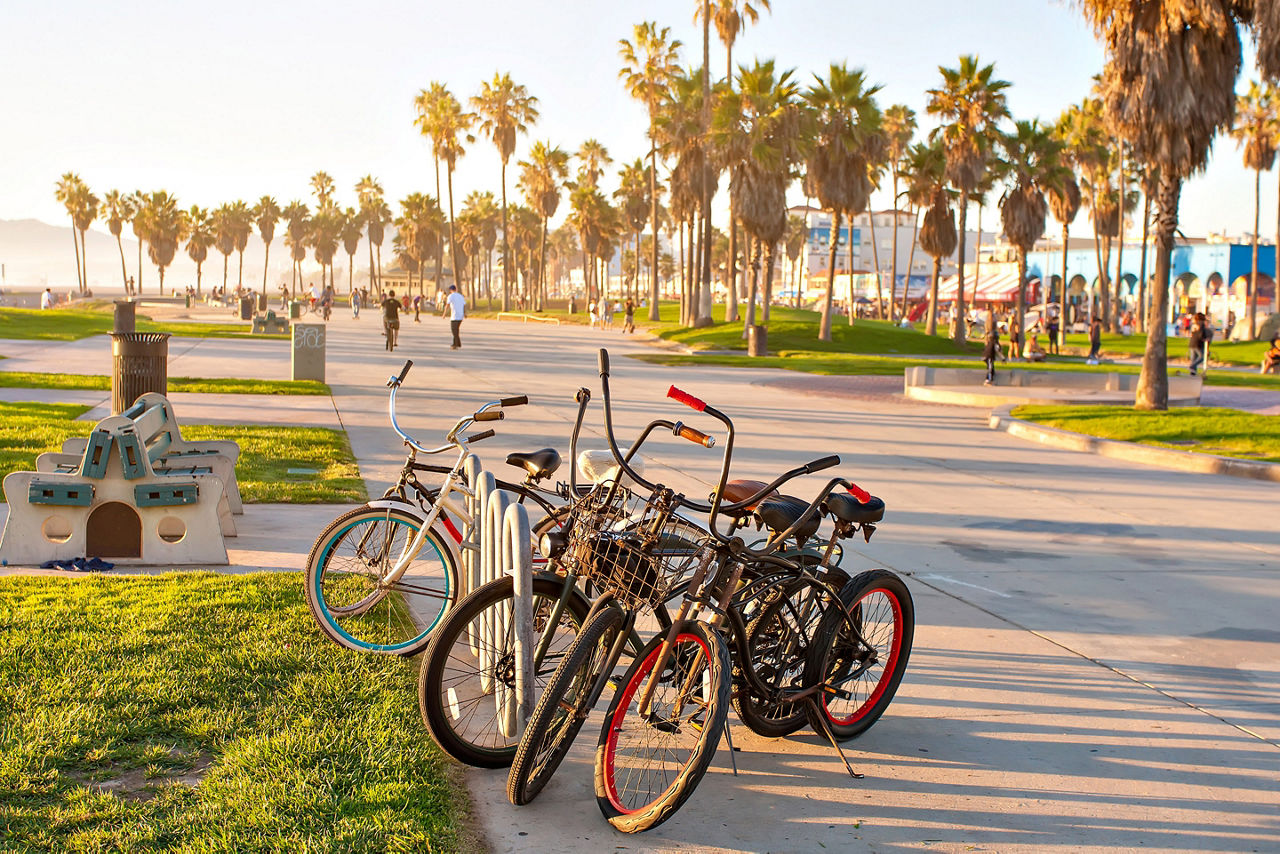 Bicycles on Venice Beach in Los Angeles, California