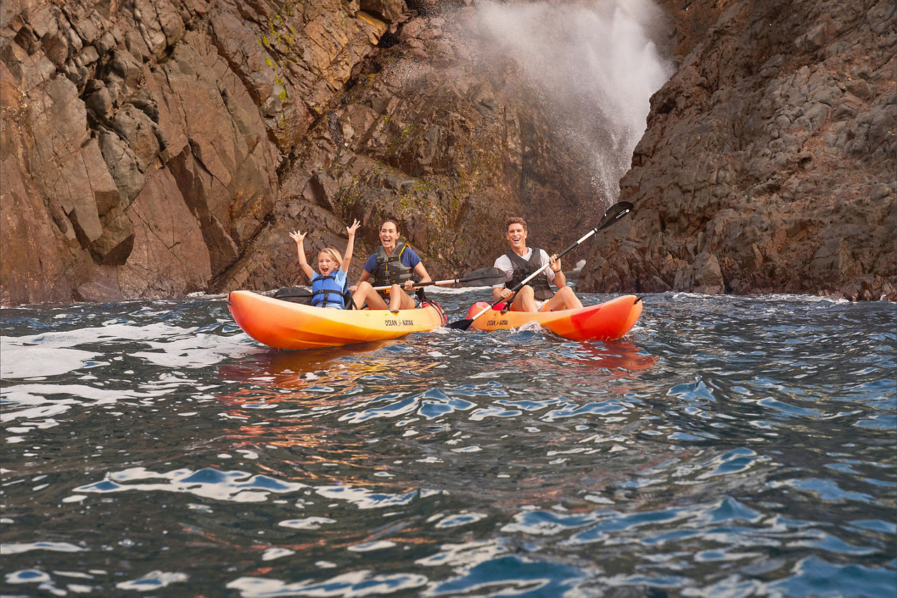 Family kayaking at Ensenada, Mexico