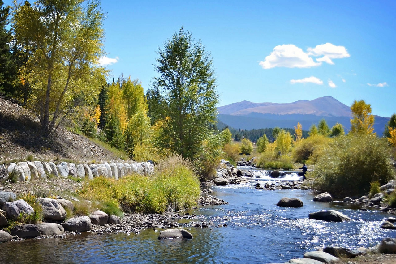 View of River flowing through Breckenridge, CO. North America