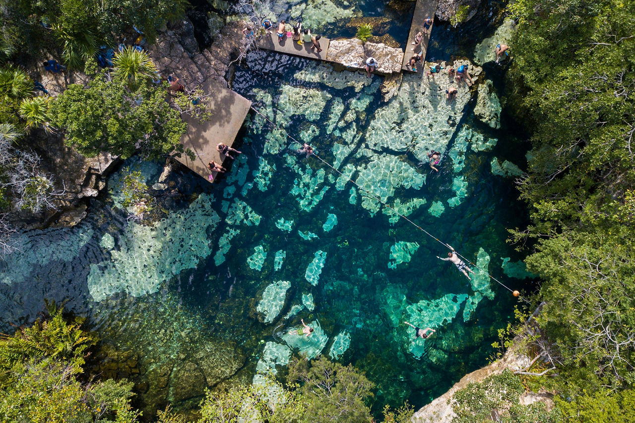Aerial View of Azul Cenote in Mexico