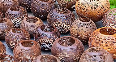 Bintan Island Indonesia Coconut Shell Vases Local Shopping