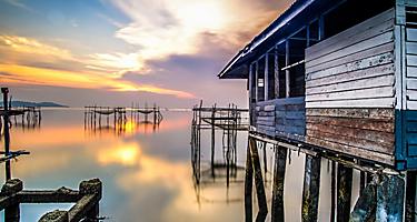 Bintan Island Indonesia Fishing Village at Sunset