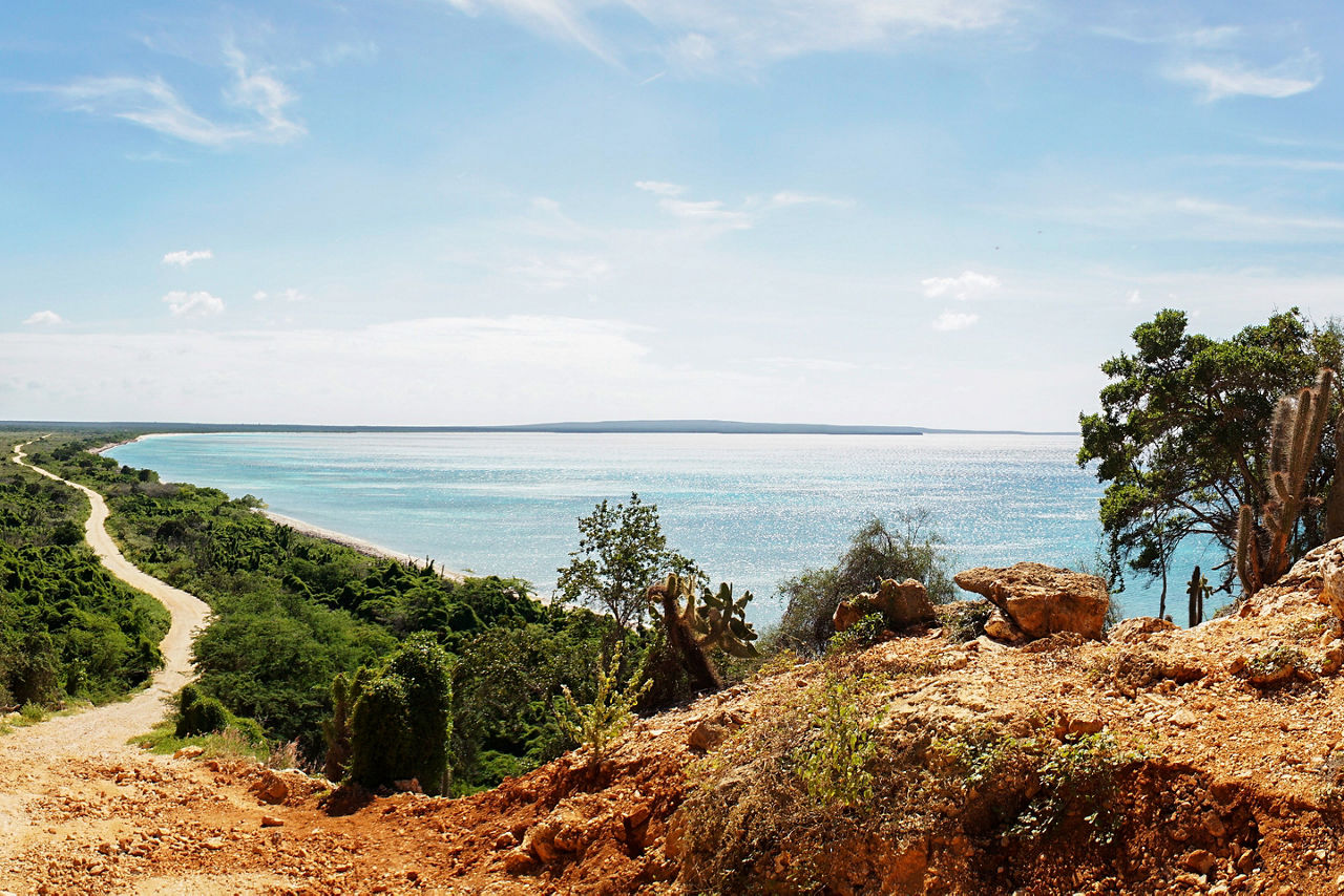 View down to Bahia de las Aguilas Beach, Dominican Republic.