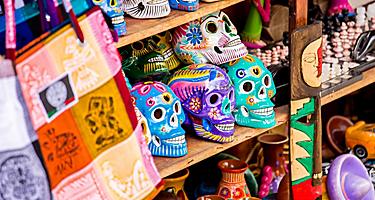 Mexico Ensenada Colorful Skulls Souvenirs Playa Del Carmen
