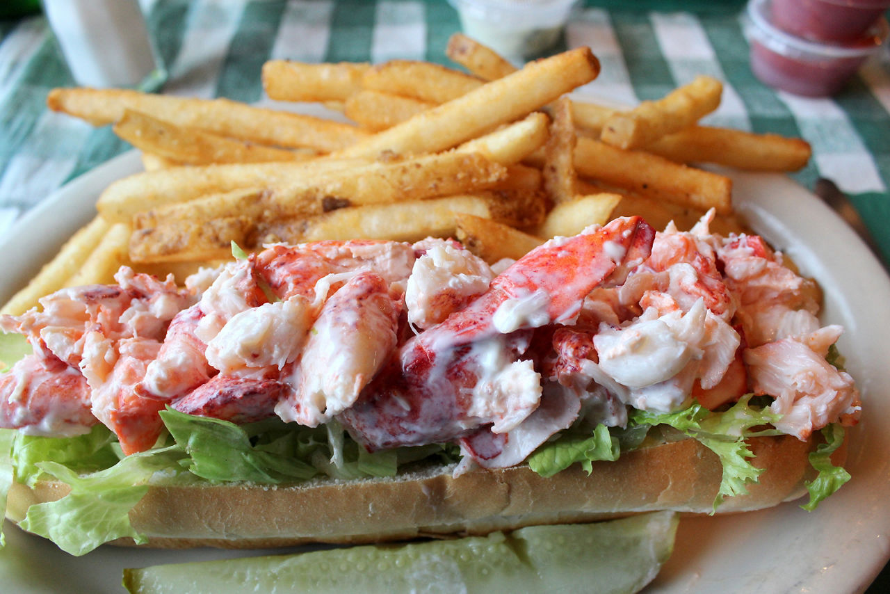Large roll filled with delicious lobster meat fresh from the sea