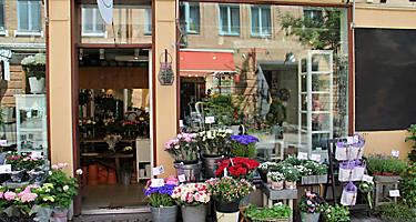 Flower shop in the Haga district of Gothenburg, Sweden.