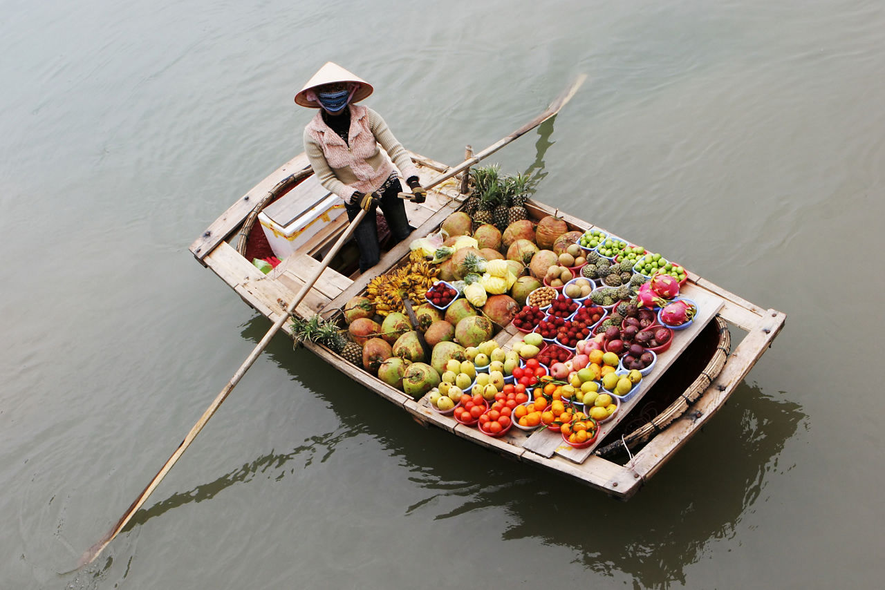 Woman Selling Fruit in Halong Bay