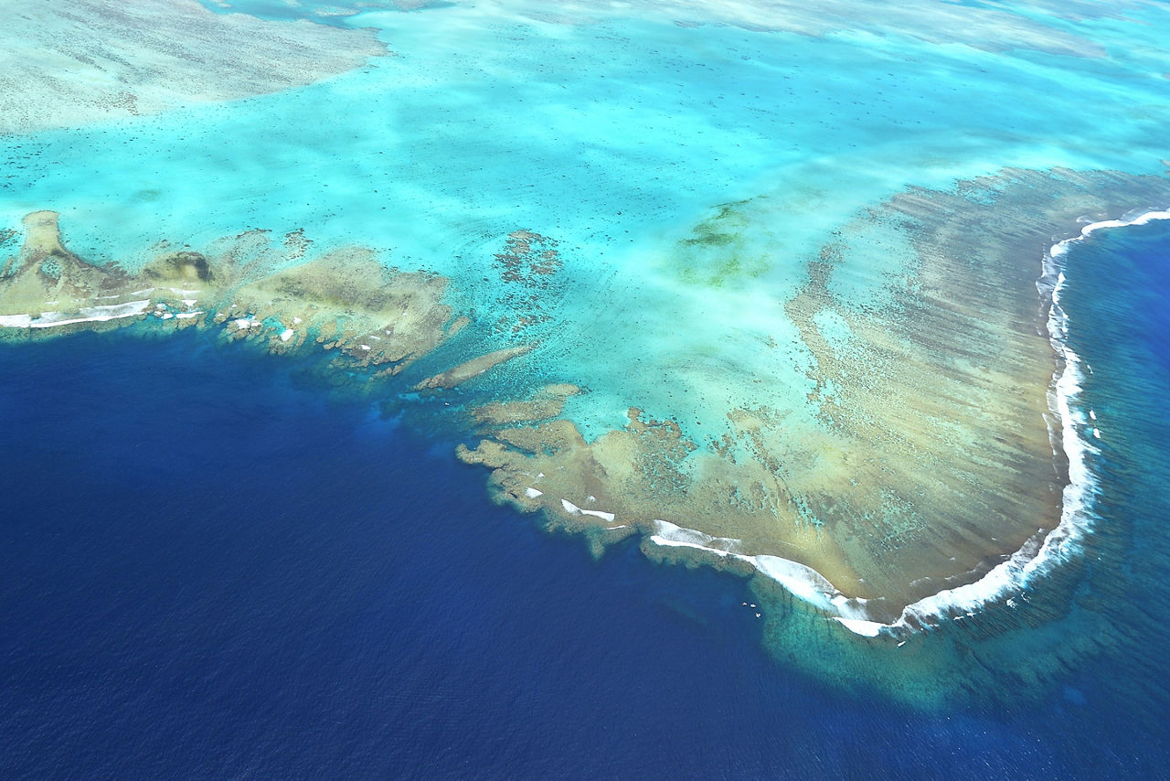 Aerial View of Coral Reef in New Caledonia Lagoon