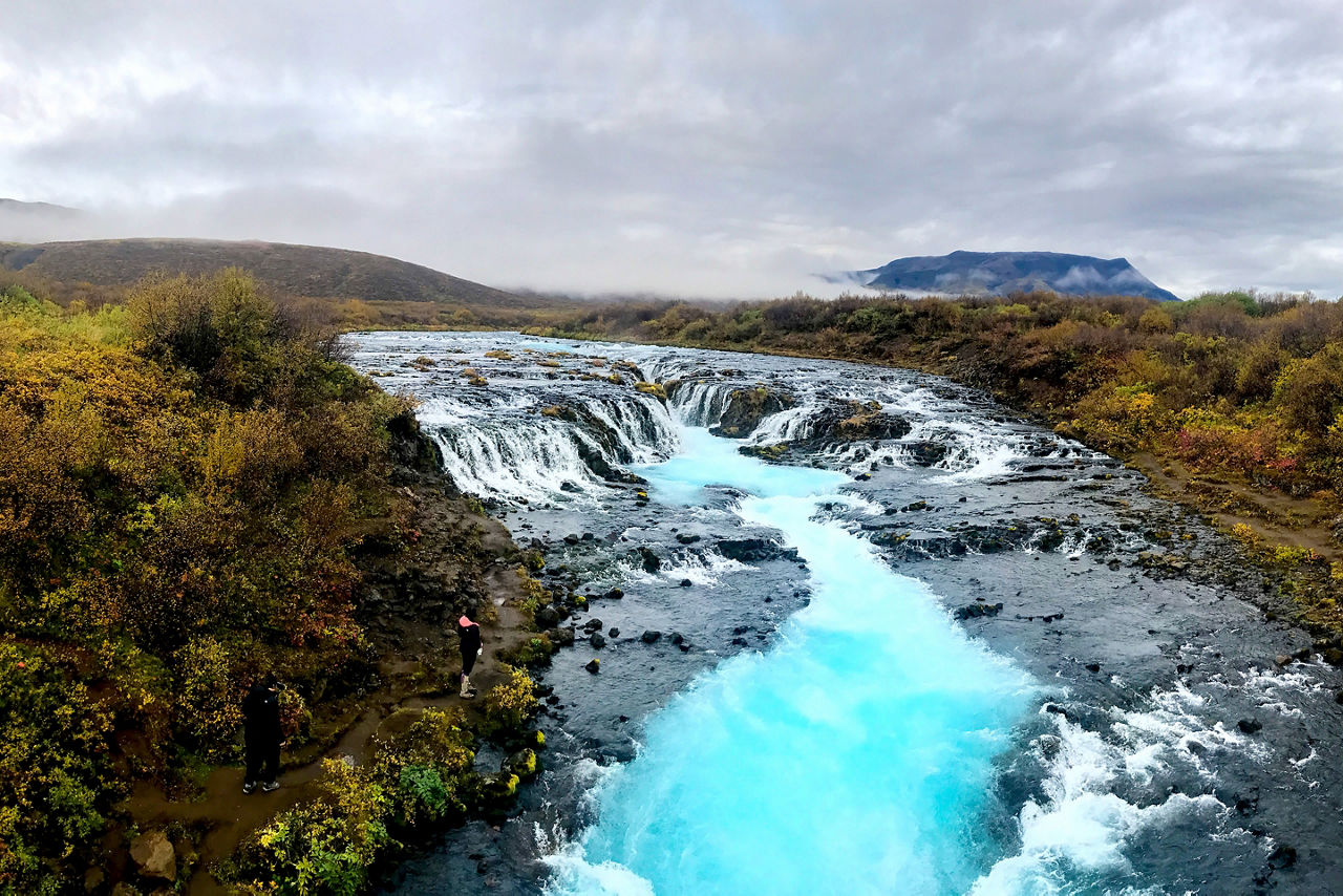 Bruarfoss the unique waterfall with turquoise water in South Iceland